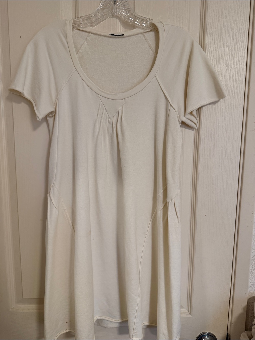 Miu Miu Cream Short-Sleeve Scoop Neck Tunic